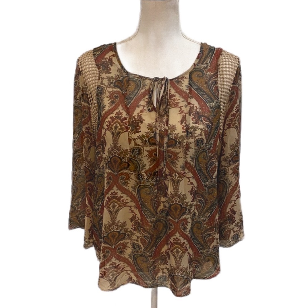 Black Rainn Sheer Paisley Print Blouse Size Medium New With Tags